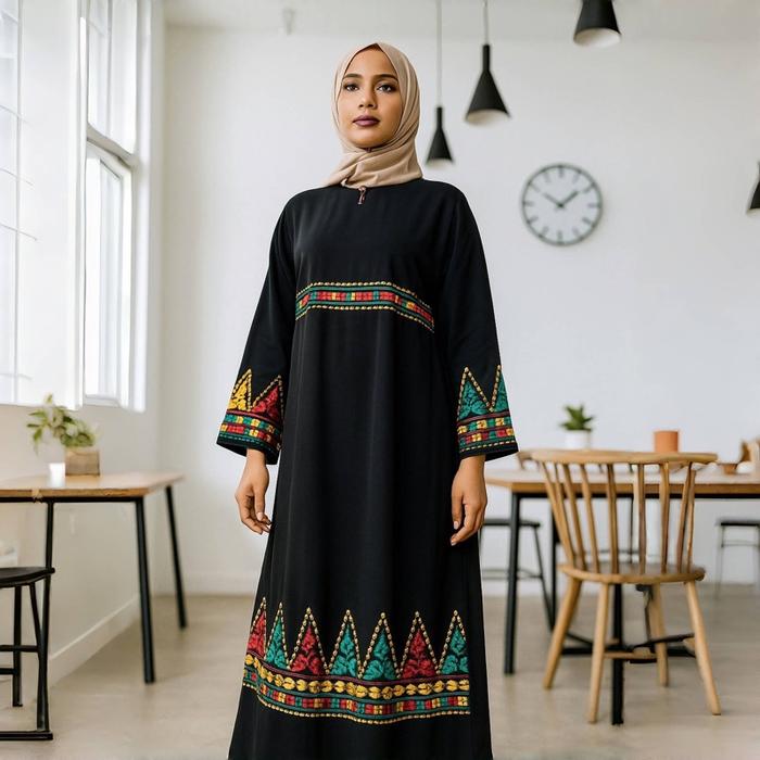 Abaya Motif KERAWANG GAYO ACEH//Abaya Lebaran Mewah 07 Hitam