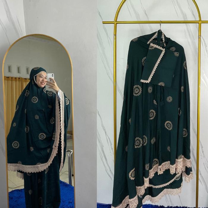AINUNNISA - Mukena Dewasa 2in1 Rayon Premium Yasmin Bordir Melati Jumbo Traveling Imtaq