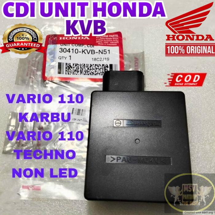 CDI UNIT HONDA KVB 0RI  100% VARIO 110 OLD / LAMA CARBU KARBU TECHNO CDI UNIT 30410-KVB-N51 SINDAGEN