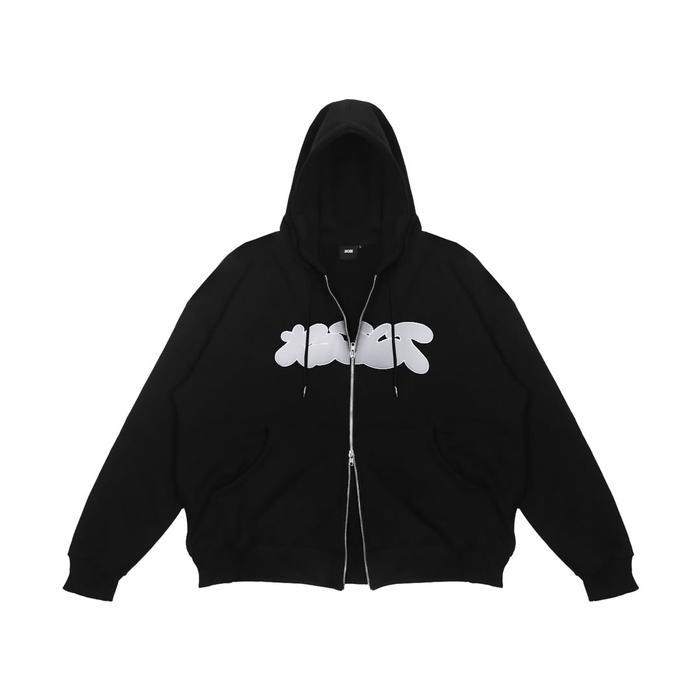 308 ABSLTUNSCRD - YL045 - ZIP DOUBLE HOODIE ABSLT PUFF GREY - BLACK