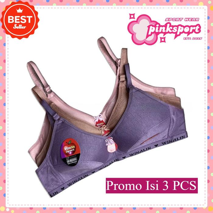 Pink Sport / Bra Winalin Isi 3pcs / BH Winalin / Bra Sport Winalin / BH Sport Winalin Bahan Katun