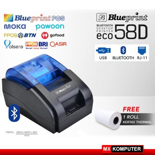Printer Bluetooth thermal kasir ECO 58D Blueprint ( USB + BT + RJ11 )