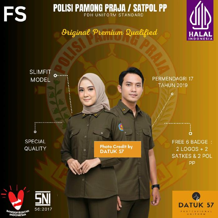 [FULL SET] Original Premium by Datuk 57 : Seragam Kemeja Atasan Bawahan Celana Rok PDH Satpol PP Pol