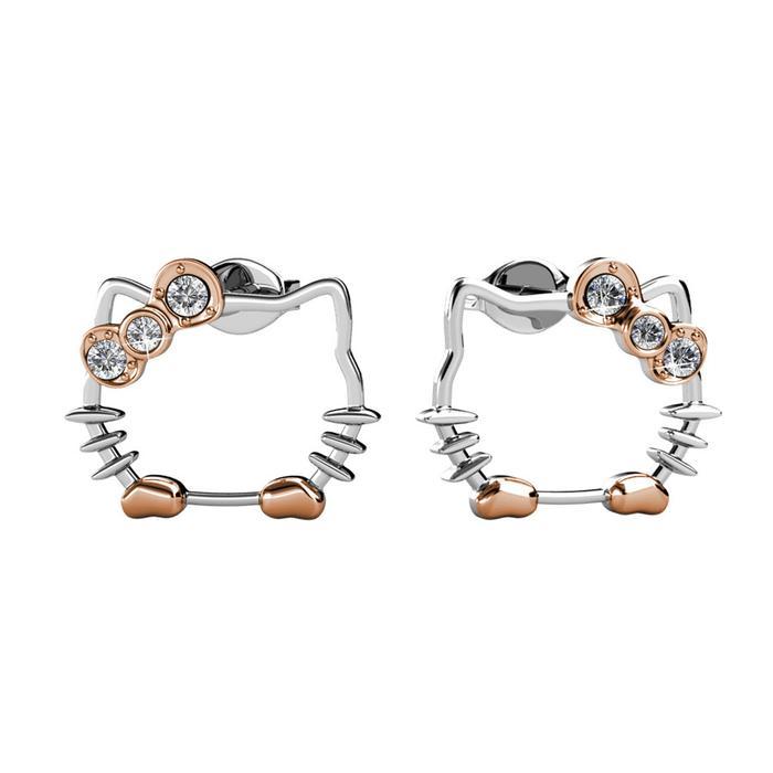 Her Jewellery Kitten Earring Anting Kristal Perak 925 Rose Gold White Gold