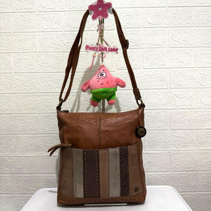 Tas sling bag the sak. Tas selempang kulit asli. Tas prelop. Coklat