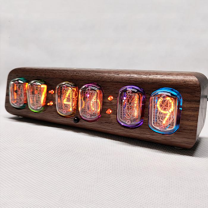 Wood Nixie Tube Clock Retro Alarm Table Clock Digital Watch Soviet