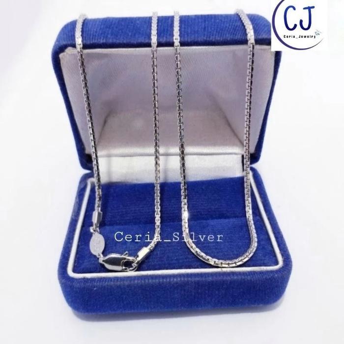 Kalung Perak Pria Wanita Silver Asli 925 Lapis Emas Putih Italy Santa - Kalung Pria Wanita Anti Kara