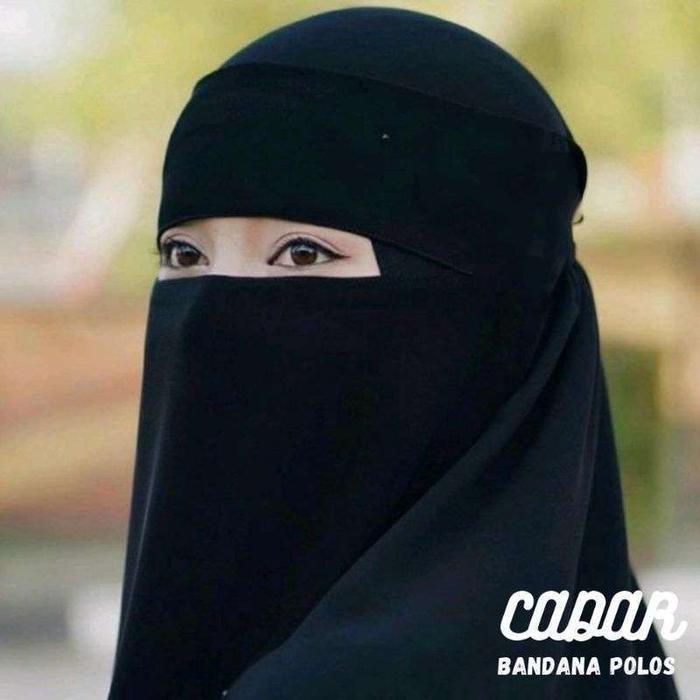 Niqob Poni Panjang Bandana Cadar Poni Niqab Poni Hitam Polos