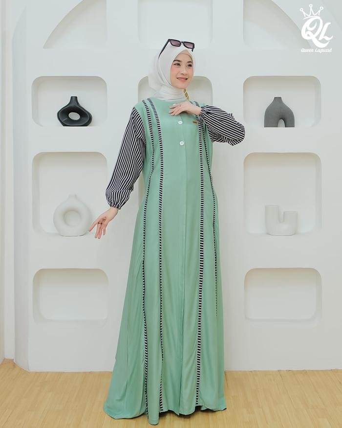 Queen lazuard Gamis rayon tuwil murah kekinian Cantik Kain Lembut Twill Wanita Muslim Dress Syari Mo