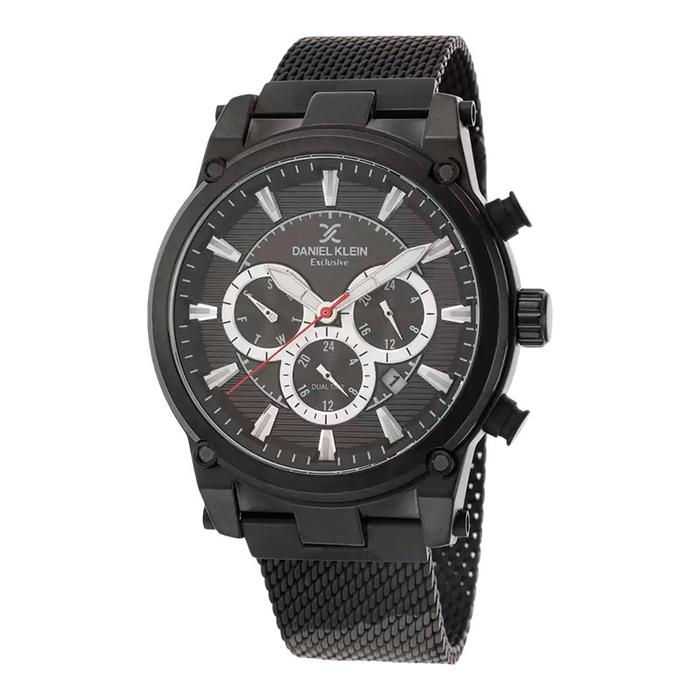 Jam Tangan Pria Daniel Klein Exclusive DK112457-4 Chronograph Dual Time Black Dial Black Stainless S