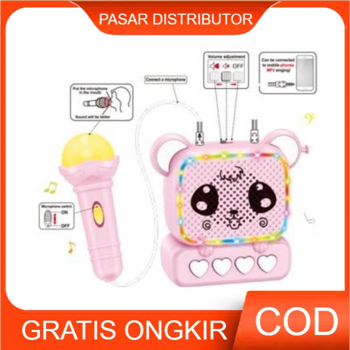 Mainan Anak Microphone Music Box Karaoke Dengan Microphone Koneksi Hp Mainan Anak