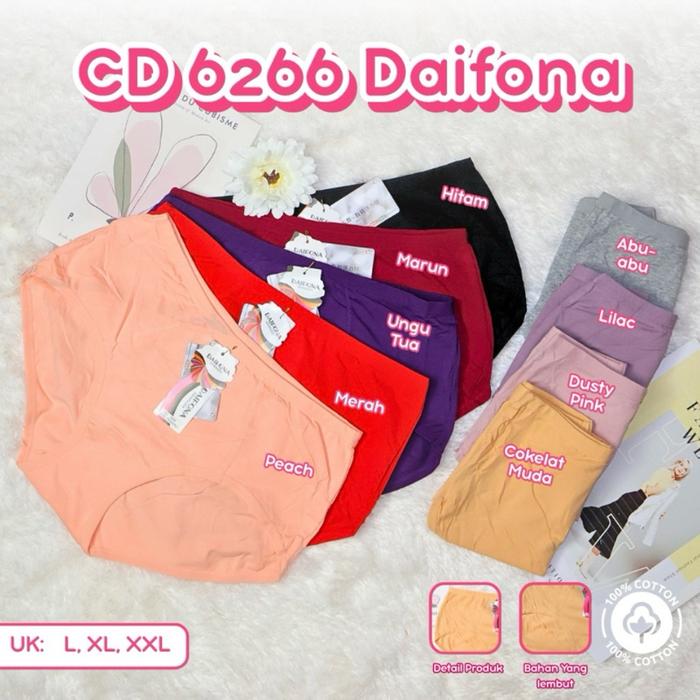 Daifona CD 6266 Celana Dalam Wanita 100% Katun Soft & Nyaman