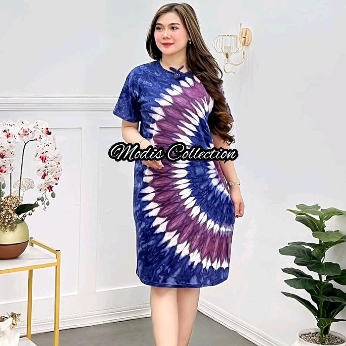 Daster Kaos Standar Wanita Lengan Pendek Model Kerah Leher U Neck Bagian Dada Tali Depan Lingkar Dad