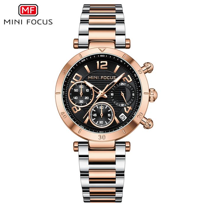 Jam Tangan Wanita Mini Focus Refinement And Elegant Chronograph Original Anti Air