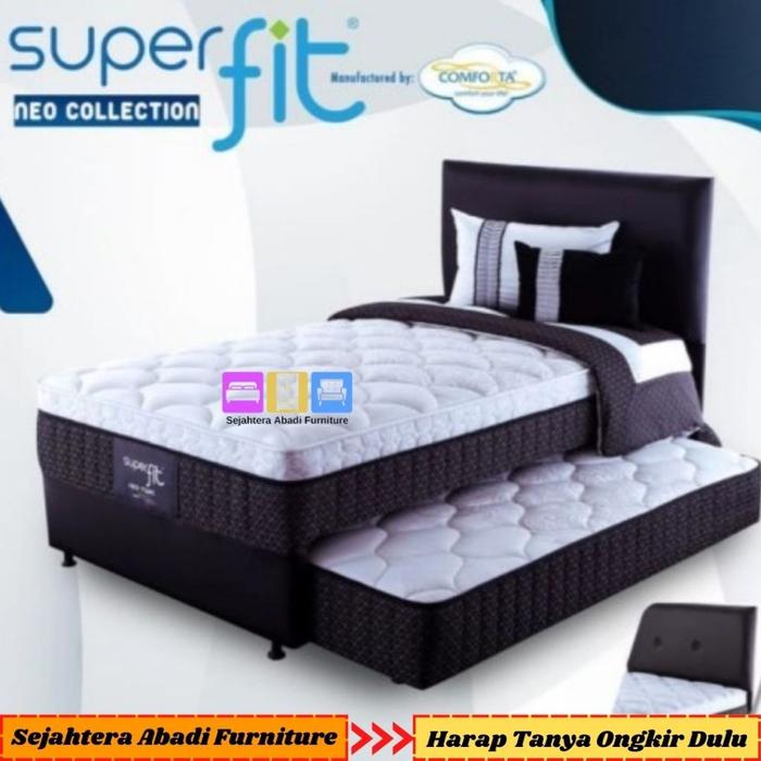 springbed comforta sorong 2 in 1 type superfit neo twin divan atas, sorong bawah & full set
