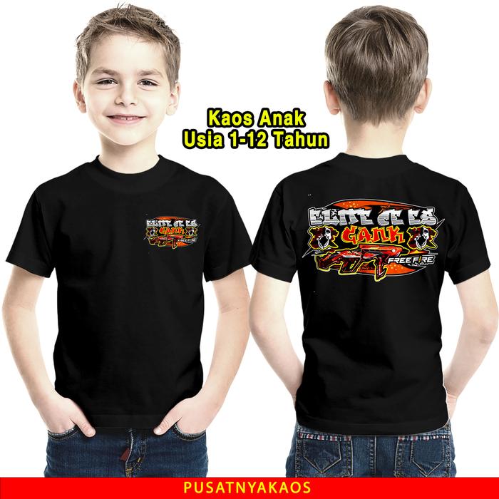 Kaos Anak Motif FF Elite Cees Gank Versi Mp40 Cobra - Kaos Anak Usia 1 Tahun Sampai 12 Tahun - Bis I