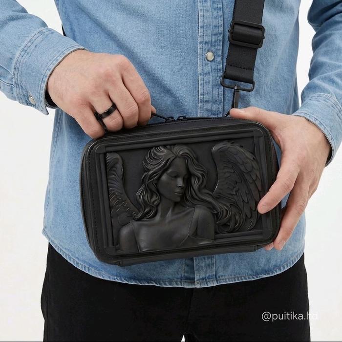 Sling bag pria wanita 3d relief - crossbody bag - Tas selempang clutch pria wanita 3d relief
