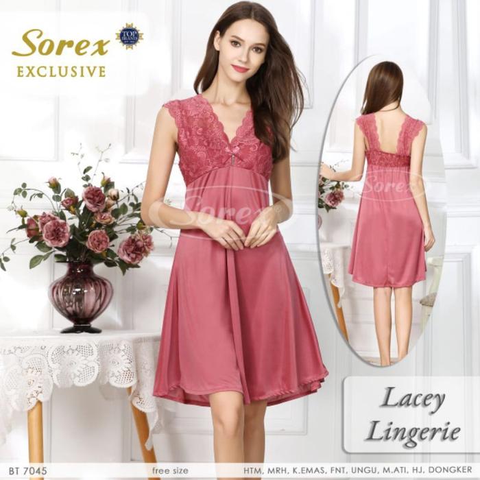 Baju Tidur Wanita  -HOT Lingerie Satin Exclusive Premium NIGHTGOWN Sorex BT 7045 ORIGINAL