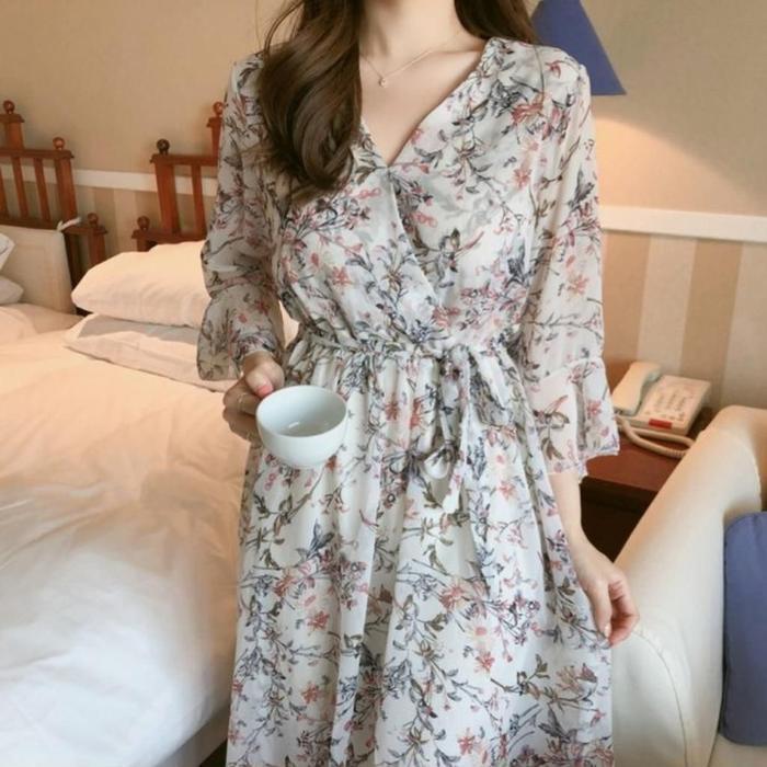 Dress Evelisse Wrap Midi Premium Import Tm 12660 Original Three M Kasual Baju Wanita Fashion Muslim 