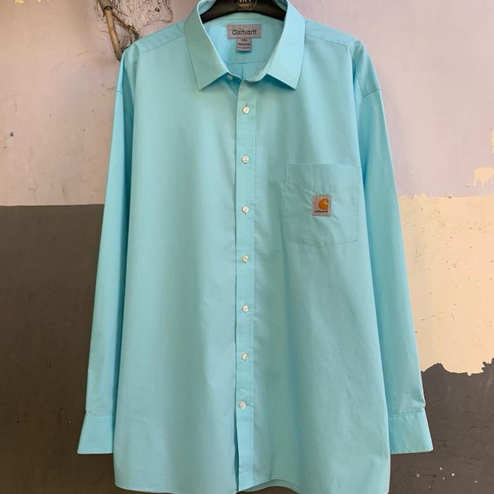 Kemeja CARHARTT pria polos lengan panjang preloved size 3XL