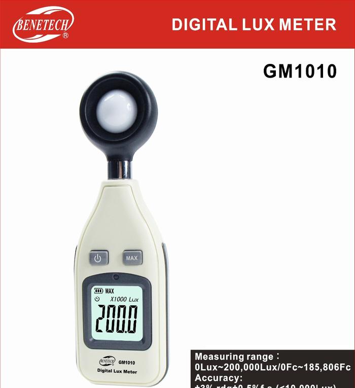 Digital Light Lux Meter, Range: 0-200,000 Lux GM1010 Digital Lux