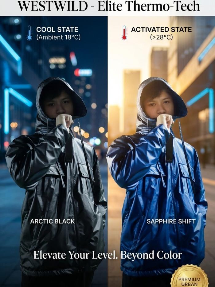 Jaket Thermo Tech westwild windproof unisex  - Thermocromic Reactive berubah warna ketika terkena ai