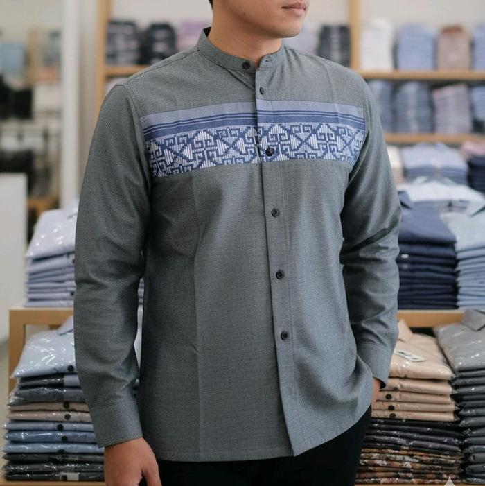 KEMKO EZOLLA PLAT DADA Kemeja Pria dengan Desain Etnik dan Kancing Depan untuk Tampilan Modern dan E