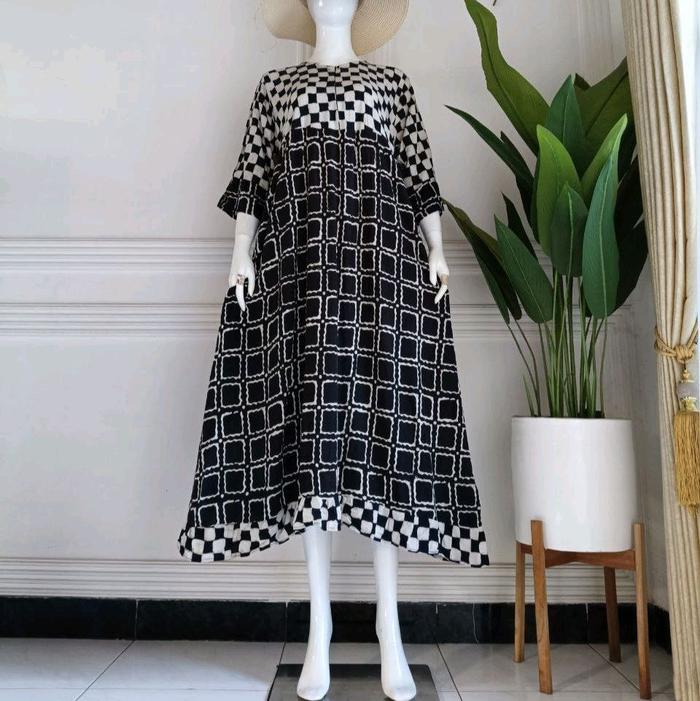 sackdress cap remekan rayon ajl tebal daster pekalongan premium wanita gaun malam batik Busui Panjan