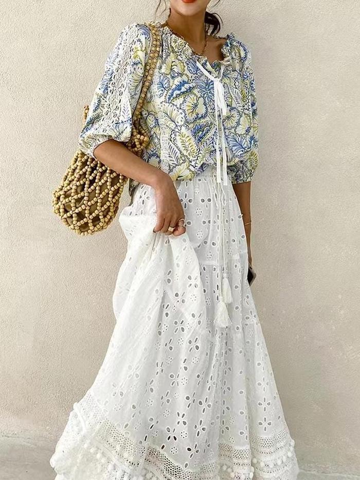 Lexy White Cotton Skirt Woman Premium / Rok Pantai Wanita / Beachwear Skirt Woman / Rok Pantai Bali