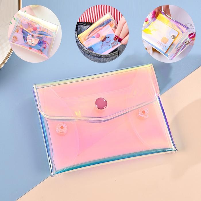 Tas Dompet PVC Transparant Hologram aesthetic/ Cosmetic pouch tas make up dompet mini -Miss Art