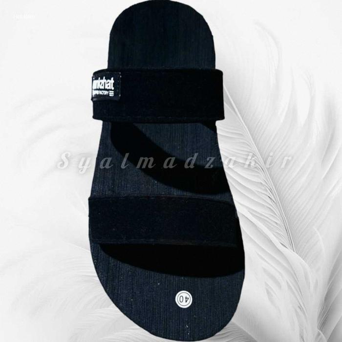 SANDAL SLOP SLIDE PRIA BANKZHAT FULL BLACK SENDAL KOKOP PRIA | Kekinian