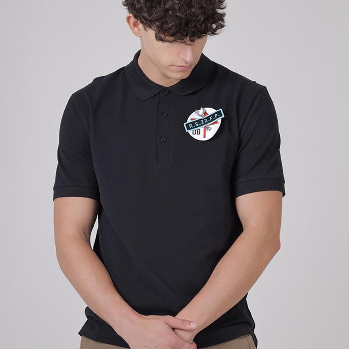 FRED PERRY X RAF SIMONS Men Patched Polo Shirt in Black