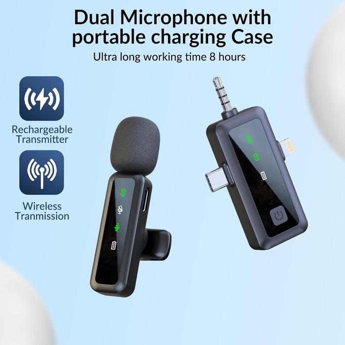 VOICIFY Mic Clip On Wireless 2.4G Microphone 2in1 Receiver Multi Plug - H65