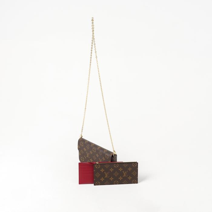 Tas LOUIS VUITTON LV FELICIE ECLIPSE FUCHSIA BROWN POCHETTE SHOULDER BAG 100% ORIGINAL