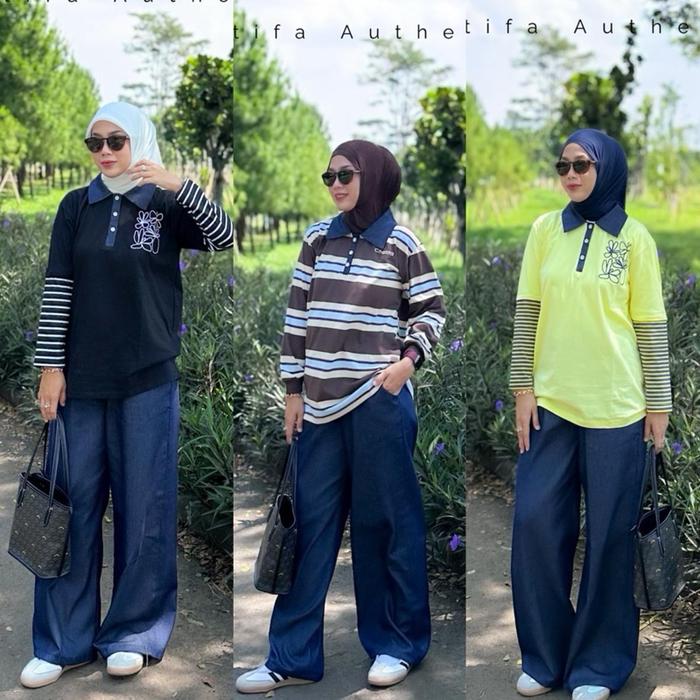 SETELAN CELANA TUNIK CHATIFA TERBARU setelan chatifa terbaru setelan celana  Wanita Nyaman Muslim De