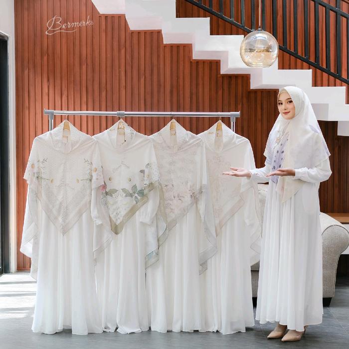M Miranda gamis syari syar'i seri edisi putih ori by Bermereks Dress Pesta Gaun Wanita Midi