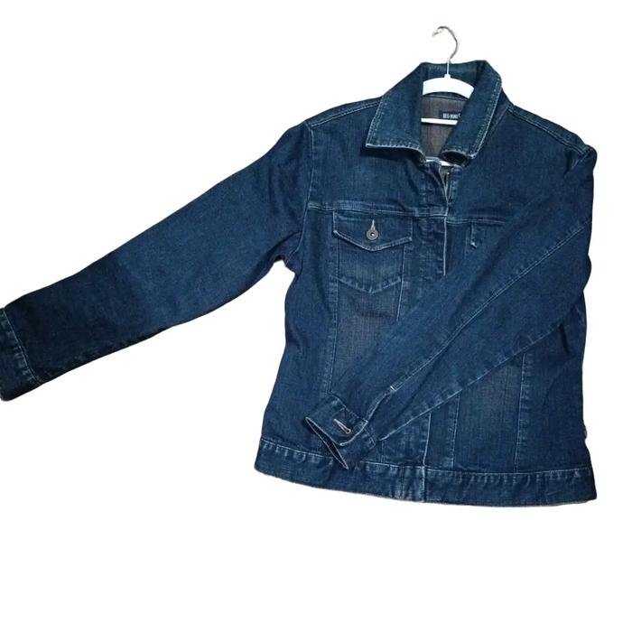 jacket denim  zipper gress Pria Jaket Casual Tebal Jeans Santai Biru