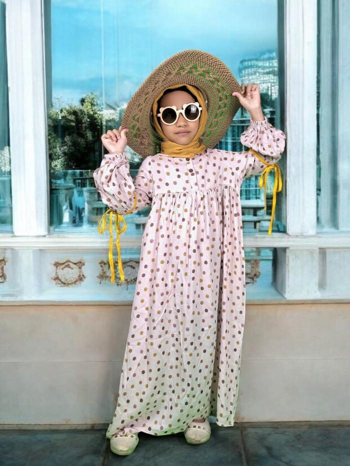Florina gamis Bunga Cantik anak lucu umur 6-12 th homydress Gamis Anak
