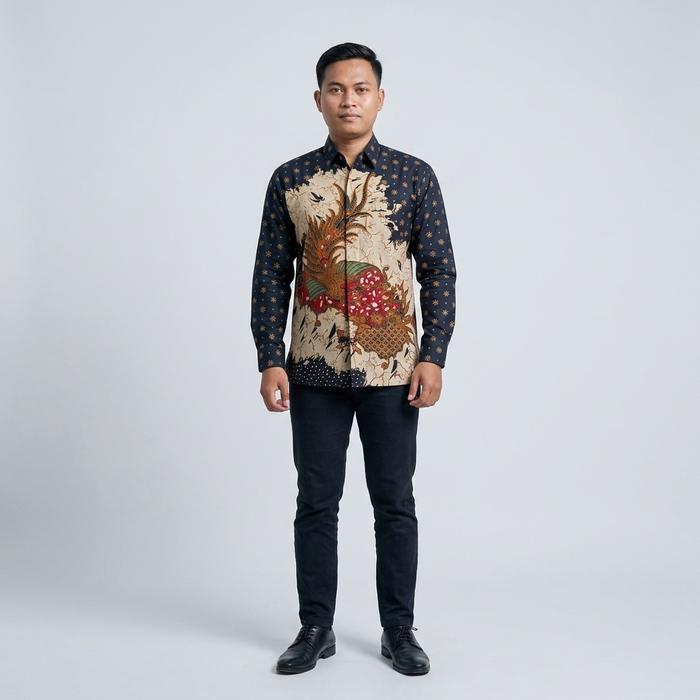 Kemeja batik Qistina motif kaswari bahan katun Baju Pria Dewasa Panjang