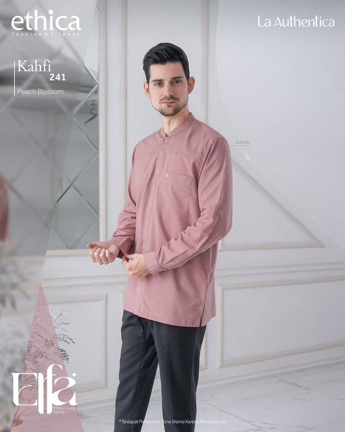 Terbaru Ethica Koko Kahfi 241 Peach Blossom Bordir Chang'i Lengan Panjang Elegan Elfa 265