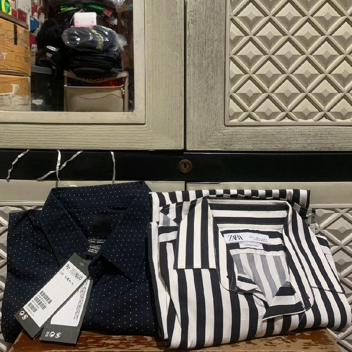 ORIGINAL KEMEJA COMFORT H&M POLKADOT ZARA TANGAN PANJANG STRIPE STRETCH