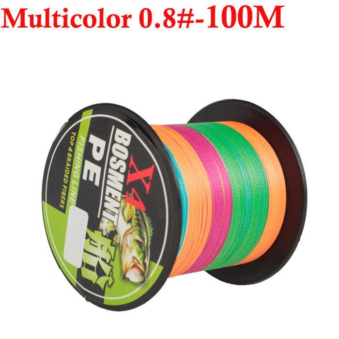100M Warna PEX 4 Senar Pancing Fishing Line Strengtg Sangat kuat 4 Tali PE Dikepang Panjang 100 Mete