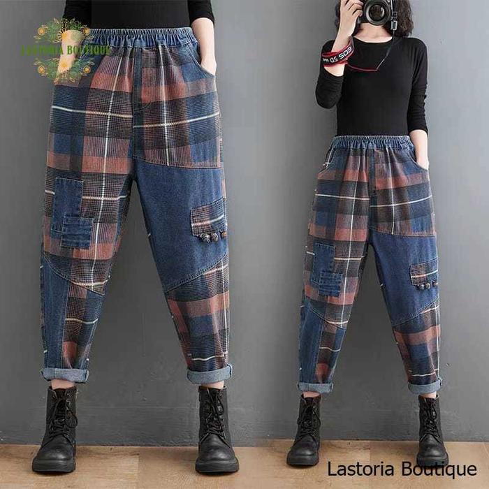 LC574 Celana Jeans Overisized Retro Fashion Lastoria Boutique