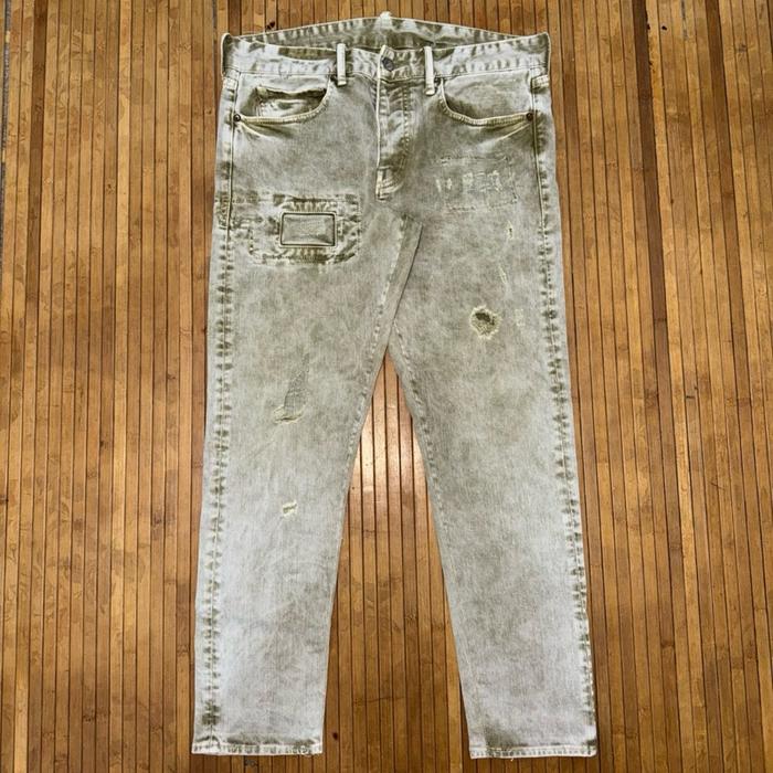 POLO RALPH LAUREN DAMAGED DISTRESSED TIE DYE SKINNY FIT STRETCH DENIM JEANS sugarcane denime orslow 