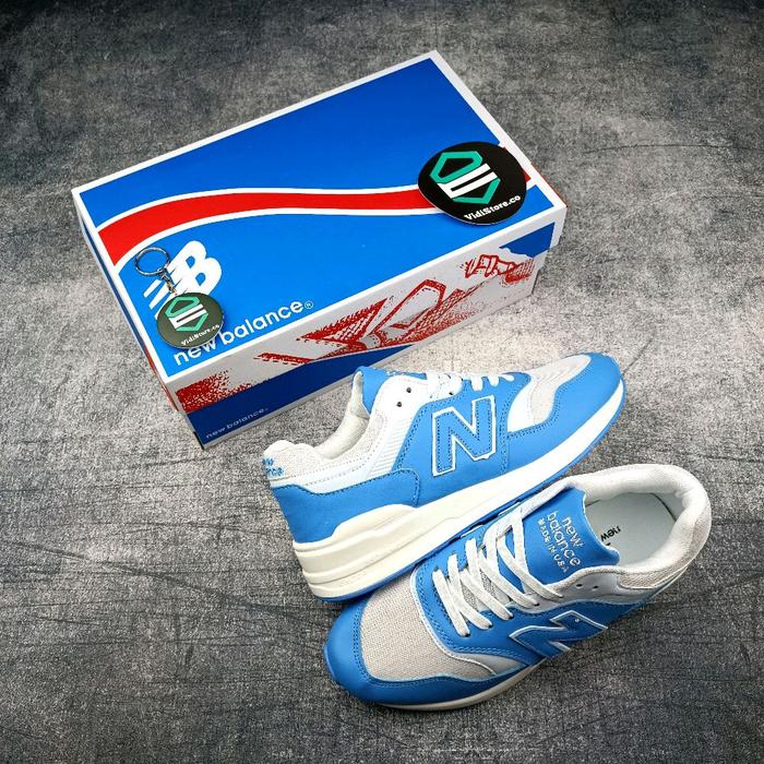Sepatu Sneakers Olahraga Traning Casual Gym Pria New Balance 997s White Blue