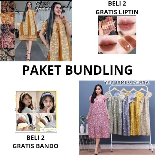 Dasterin.ajaa Paket Bundling Beli 2 Daster YKS dan SONGKET Gratis Bando Atau Liptin Bunga Setrip Pol