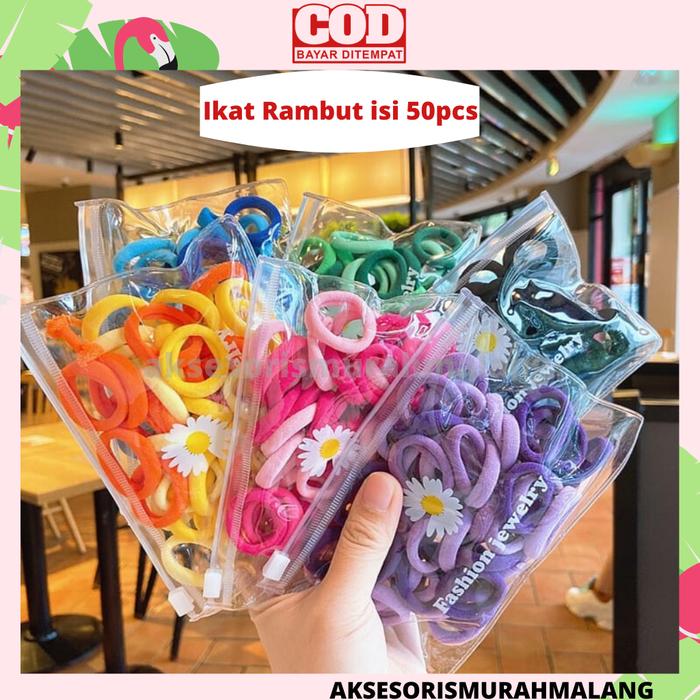 IKAT RAMBUT 50 PCS / KARET RAMBUT ANAK / IKAT RAMBUT ANAK 50PCS FREE POUCH