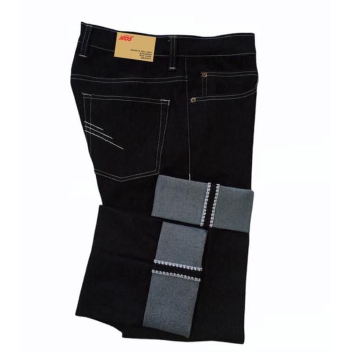 raw denim ✅ selvedge shell stitch black indigo 14oz ( READY SIZE 26 S/D 40)