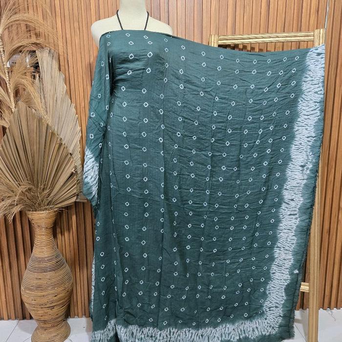 Kain Jumputan Khas Palembang 3 Meteran Organza Dasar Batik Jemputan Tabur Couple Handmade Hitam Biru