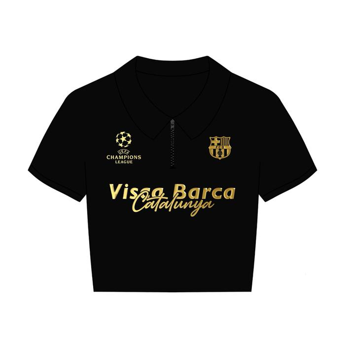 CROP POLO BARCELONA - ZENETH OFFICIAL STORE 100% Cotton hitam pekat